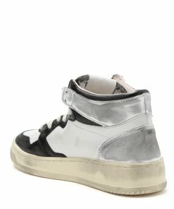 AUTRY Baskets Mid Vintage Cuir Blanc Noir Argenté -Golden Goose-boutique autry44240 pck20220617 3
