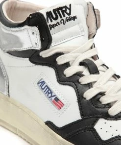 AUTRY Baskets Mid Vintage Cuir Blanc Noir Argenté -Golden Goose-boutique autry44240 pck20220617 4