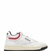 AUTRY Baskets Open Mid Cuir Blanc Rouge