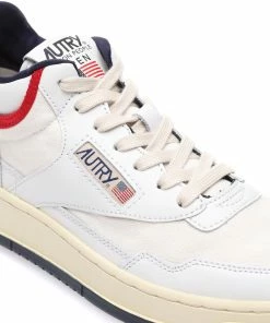 AUTRY Baskets Open Mid Cuir Blanc Rouge -Golden Goose-boutique autry47812 pck20230224 4
