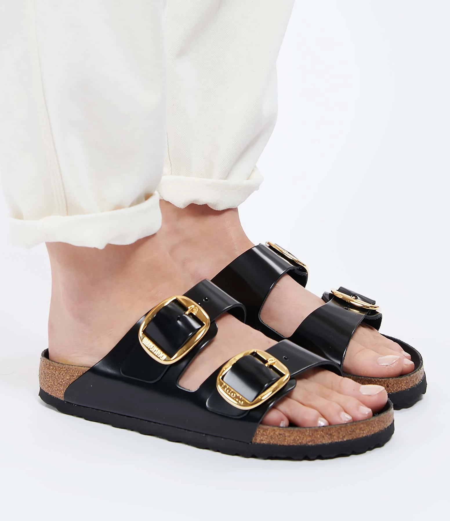 Birkenstock Mules Arizona Big Buckle Cuir Verni Noir, Modèle Étroit 8 Birkenstock Mules Arizona Big Buckle Cuir Verni Noir, Modèle Étroit – Image 6