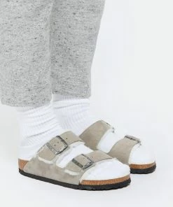 Birkenstock Mules Arizona Fourrure Cuir Stone Coin, Modèle Étroit -Golden Goose-boutique birk1 look20220615 469