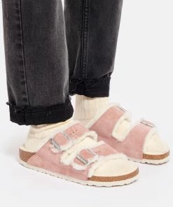 Birkenstock Mules Arizona Fourrure Cuir Pink Clay, Modèle Étroit -Golden Goose-boutique birk1 look20220812 224