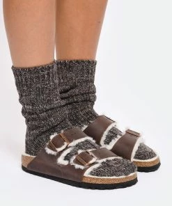 Birkenstock Mules Arizona Fourrure Cuir Habana, Modèle Étroit -Golden Goose-boutique birk1 look20220816 148