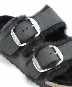 Birkenstock Mules Arizona Fourrure Cuir Noir, Modèle Étroit -Golden Goose-boutique birk139382 pck20211126 4