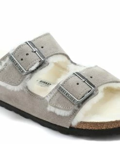 Birkenstock Mules Arizona Fourrure Cuir Stone Coin, Modèle Étroit -Golden Goose-boutique birk145180 pck20220614 4 scaled
