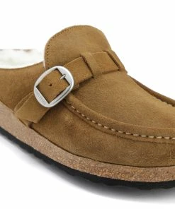 Birkenstock Sabots Buckley Fourrure Suédé Tea, Modèle Étroit -Golden Goose-boutique birk145182 pck20220707 4