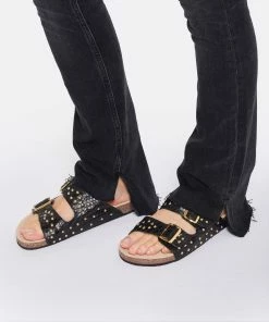 Claris Virot Mules Odette Python Clous Noir Doré -Golden Goose-boutique clari look20221220 218