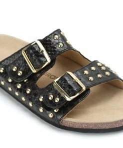 Claris Virot Mules Odette Python Clous Noir Doré -Golden Goose-boutique clari31020 pck20210301 3