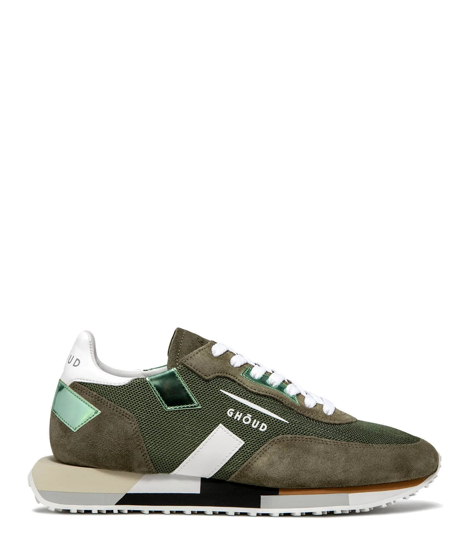 GHOUD VENICE Baskets Rush Low Mesh Kaki Blanc 3 GHOUD VENICE Baskets Rush Low Mesh Kaki Blanc