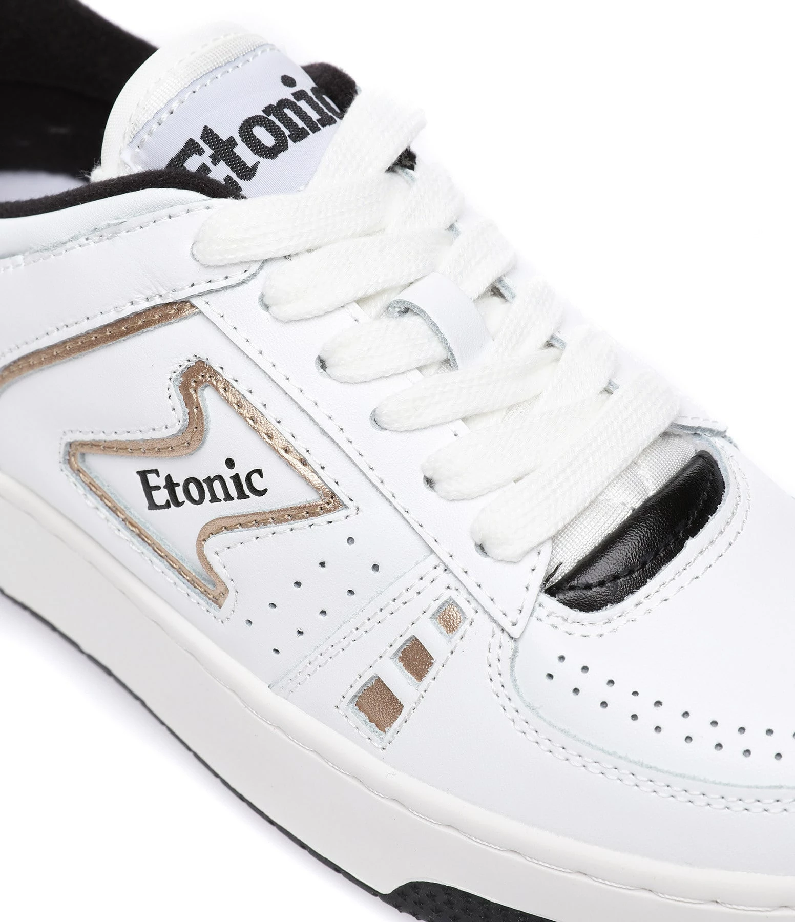 ETONIC Baskets B509 Vintage Blanc Noir Doré 6 ETONIC Baskets B509 Vintage Blanc Noir Doré – Image 4