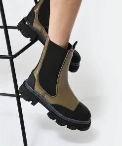 Ganni Bottines Chelsea Cuir Taupe -Golden Goose-boutique ganni look20230214 122