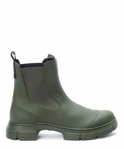 Ganni Bottines Caoutchouc Recyclé Vert Kalamata