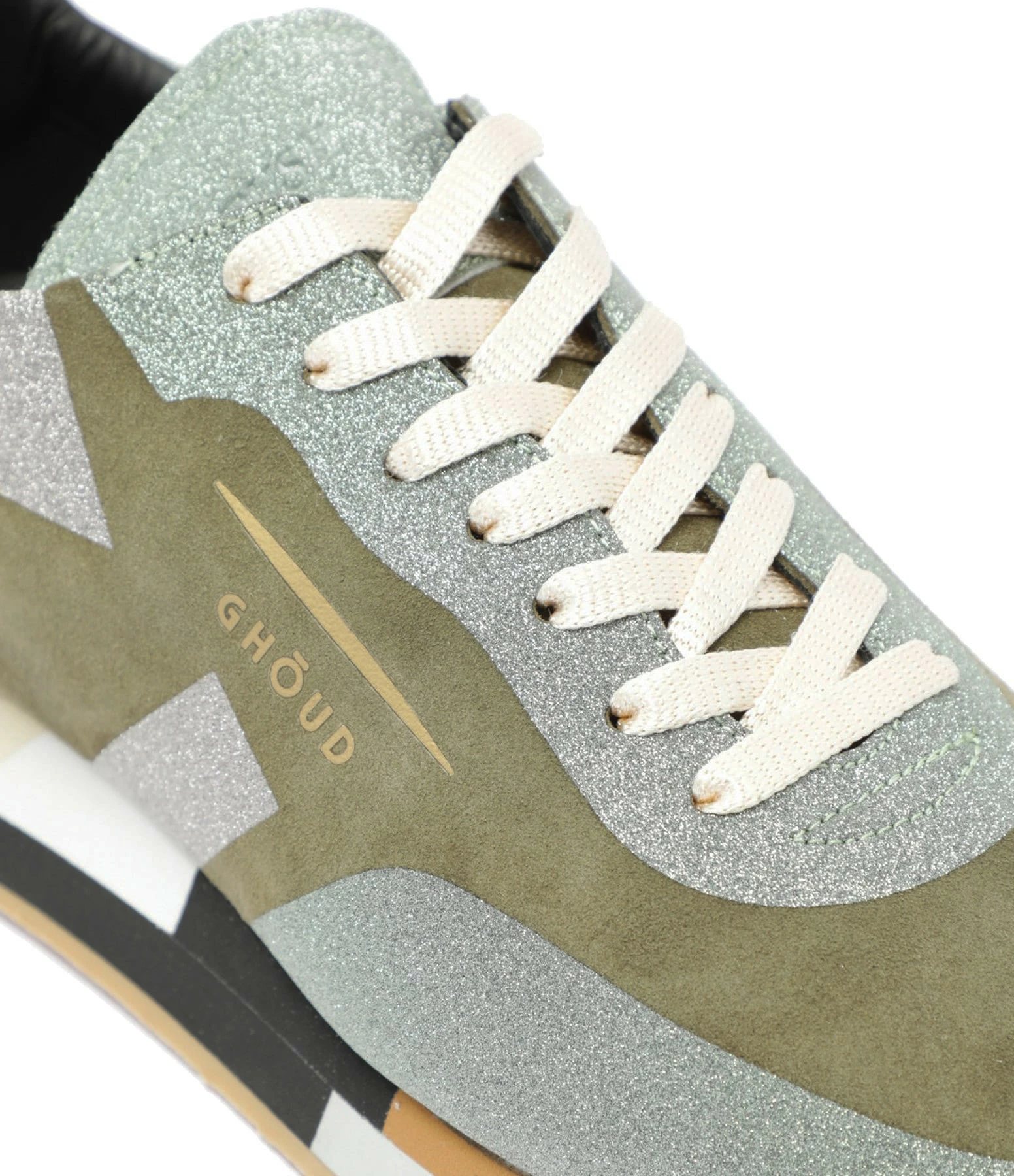 GHOUD VENICE Baskets Rush Low Cuir Suédé Glitter Militaire 6 GHOUD VENICE Baskets Rush Low Cuir Suédé Glitter Militaire – Image 4