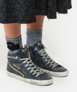 Golden Goose Baskets Slide Cuir Clous Noir -Golden Goose-boutique golde look20200707 210