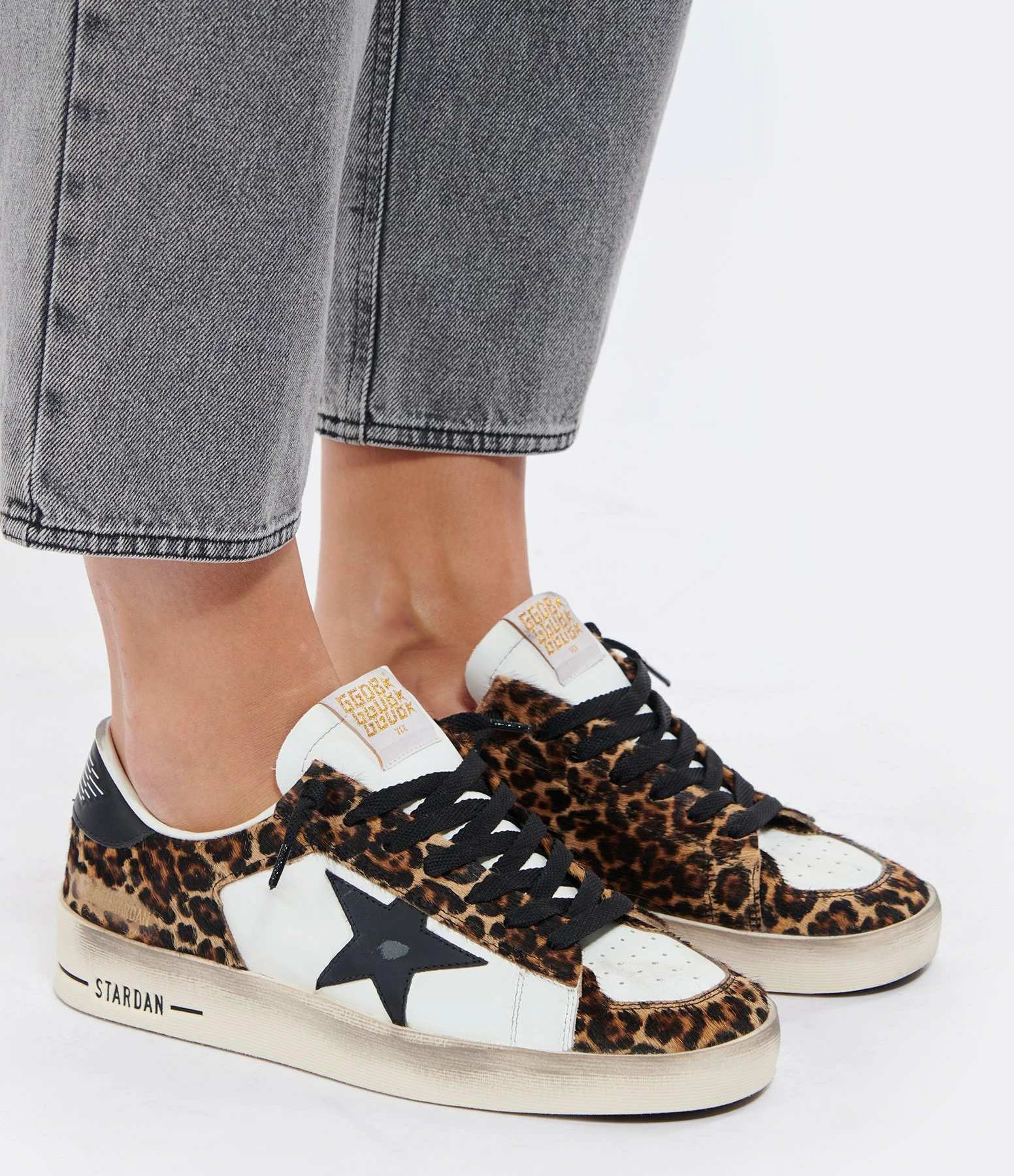 Golden Goose Baskets Stardan Cuir Blanc Léopard 7 Golden Goose Baskets Stardan Cuir Blanc Léopard – Image 5