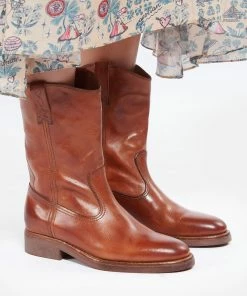 Golden Goose Bottines Biker Cuir Marron -Golden Goose-boutique golde look20210811 85