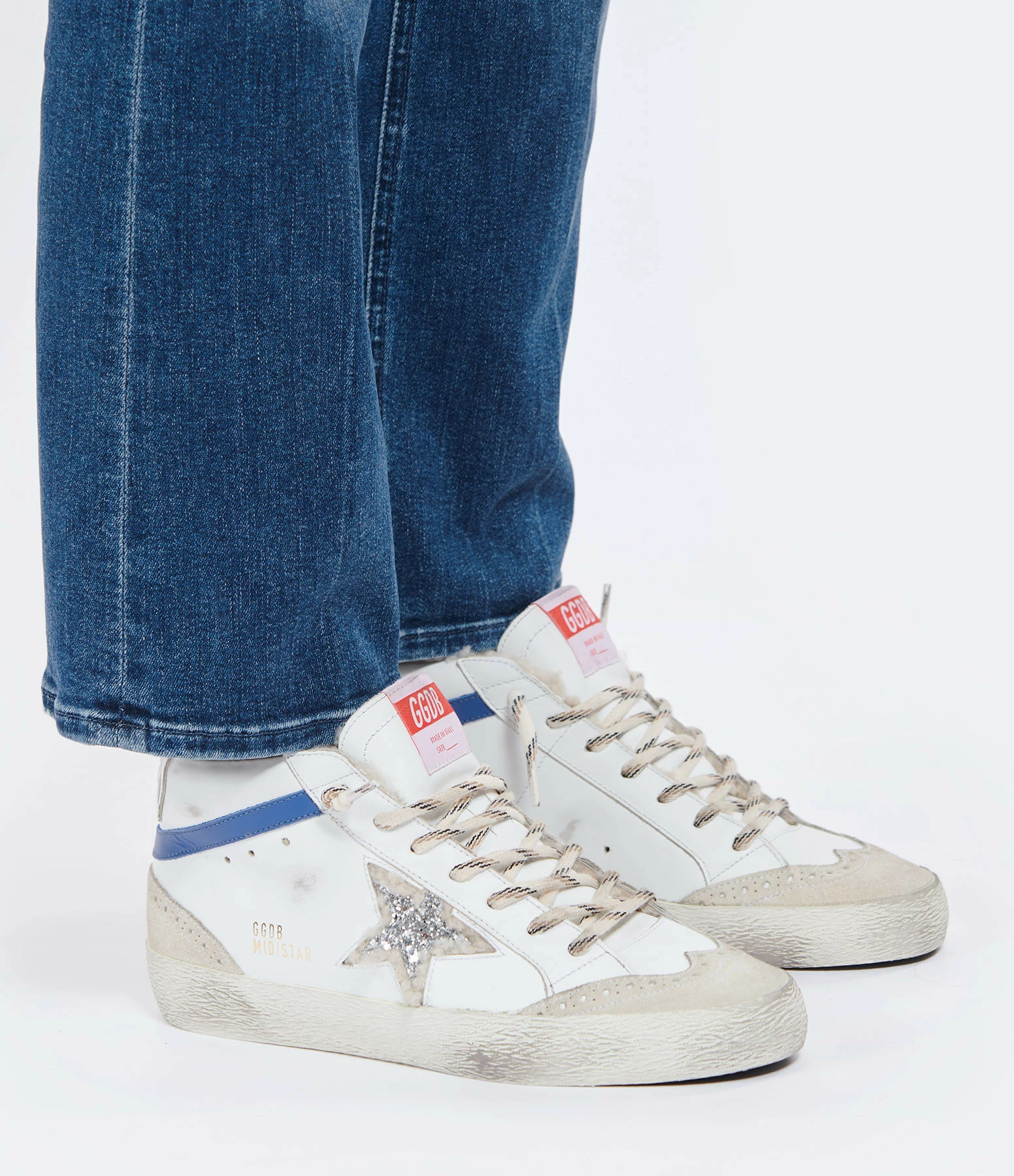 Golden Goose Baskets Mid Star Cuir Blanc Glitter 7 Golden Goose Baskets Mid Star Cuir Blanc Glitter – Image 5