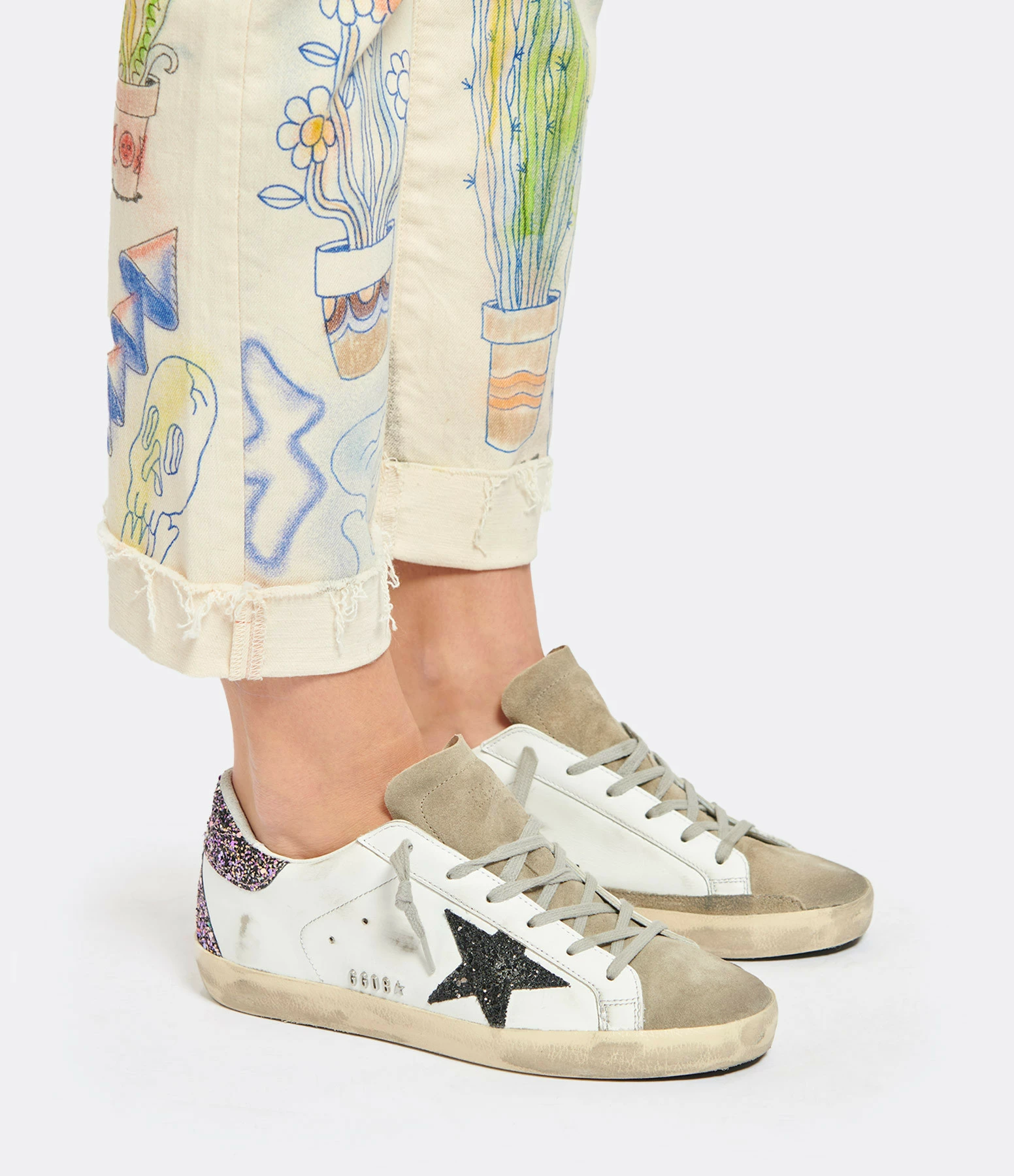 Golden Goose Baskets Superstar Cuir Blanc Glitter Violet 7 Golden Goose Baskets Superstar Cuir Blanc Glitter Violet – Image 5