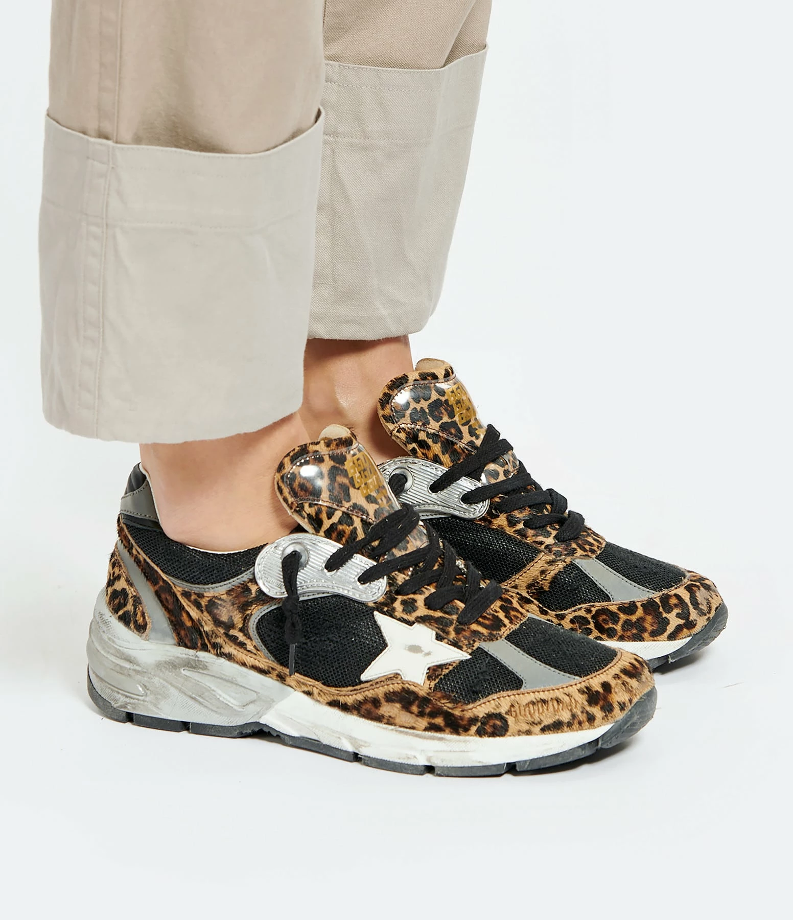 Golden Goose Baskets Running Dad Cuir Léopard Noir 7 Golden Goose Baskets Running Dad Cuir Léopard Noir – Image 5