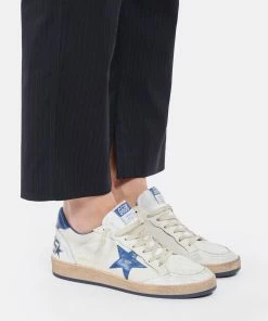 Golden Goose Baskets Ball Star Cuir Blanc Bleu Métallisé -Golden Goose-boutique golde look20220117 61
