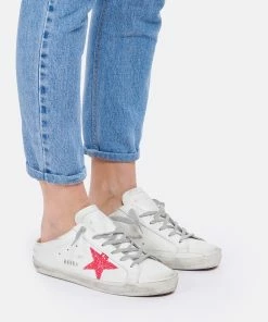 Golden Goose Baskets Superstar Sabot Cuir Blanc Glitter Rose -Golden Goose-boutique golde look20220201 28