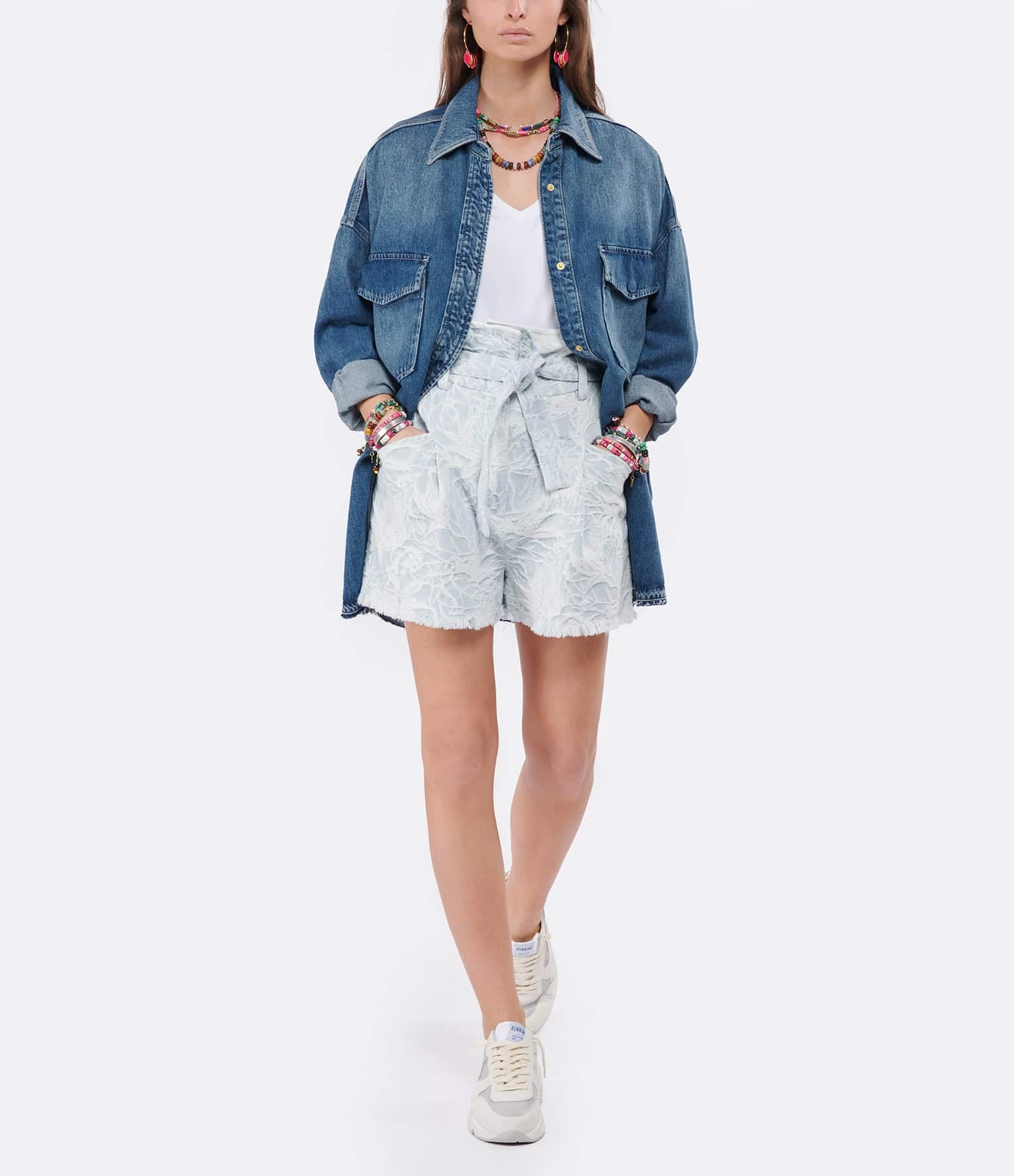 Golden Goose Baskets Running Cuir Blanc Argenté 11 Golden Goose Baskets Running Cuir Blanc Argenté – Image 9