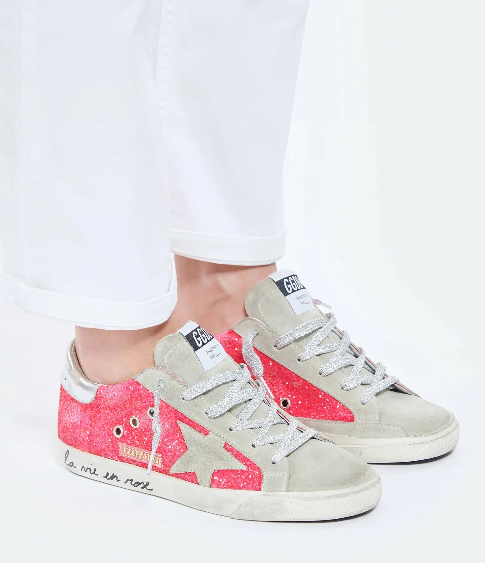 Golden Goose Baskets Superstar Cuir Suédé Glitter Rose, Exclusivité Lulli 7 Golden Goose Baskets Superstar Cuir Suédé Glitter Rose, Exclusivité Lulli – Image 5