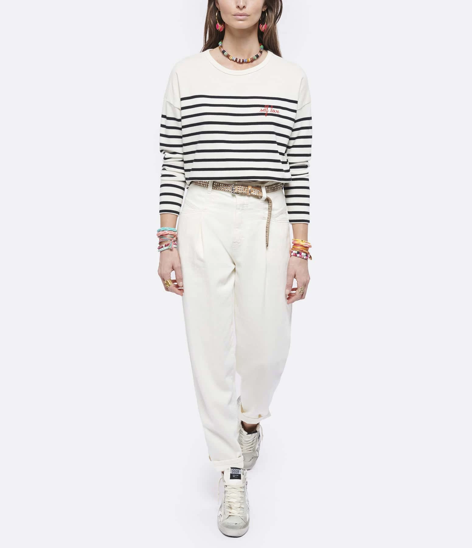 Golden Goose Baskets Francy Sérigraphie Cuir Blanc 10 Golden Goose Baskets Francy Sérigraphie Cuir Blanc – Image 8