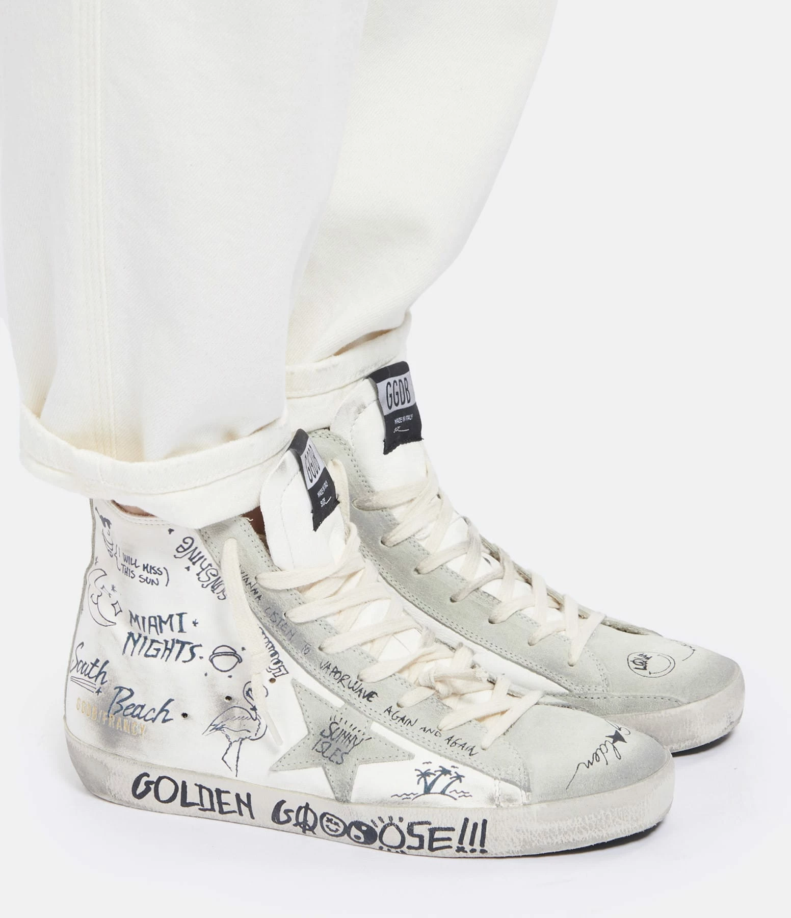Golden Goose Baskets Francy Sérigraphie Cuir Blanc 9 Golden Goose Baskets Francy Sérigraphie Cuir Blanc – Image 7