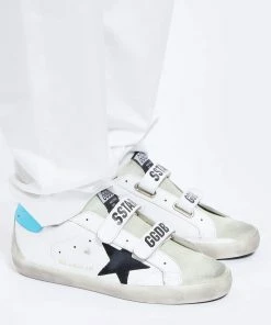 Golden Goose Baskets Old School Cuir Blanc Turquoise -Golden Goose-boutique golde look20220301 332