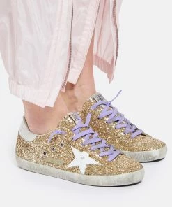 Golden Goose Baskets Superstar Cuir Glitter Doré -Golden Goose-boutique golde look20220322 121