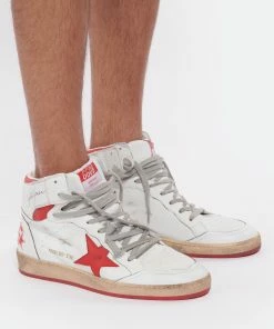 Golden Goose Baskets Homme Sky Star Sérigraphie Cuir Blanc Rouge -Golden Goose-boutique golde look20220425 866