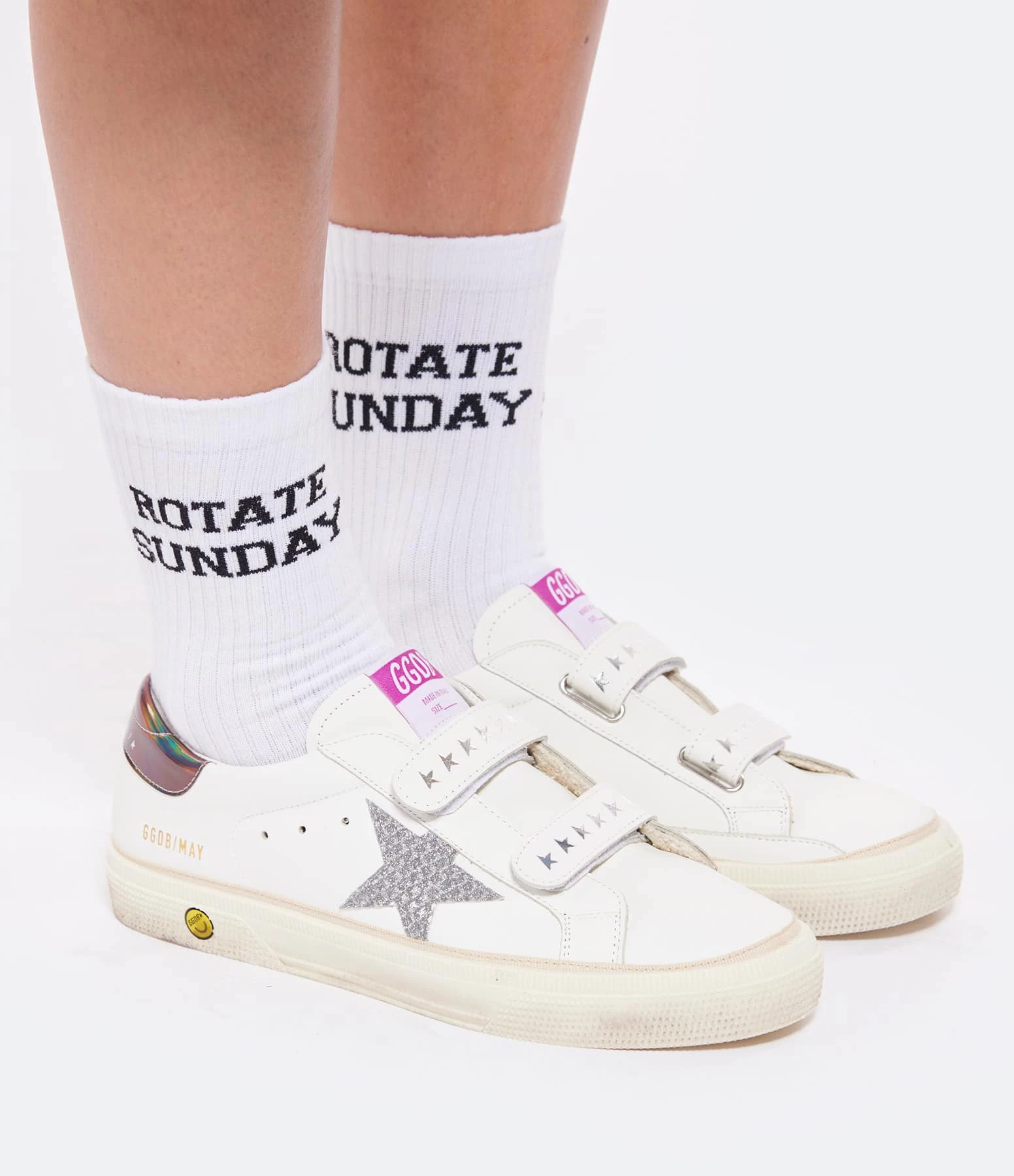 Golden Goose Baskets May School Cuir Blanc Argenté Gris 7 Golden Goose Baskets May School Cuir Blanc Argenté Gris – Image 5