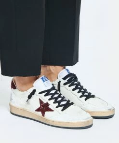 Golden Goose Baskets Ball Star Glitter Cuir Blanc Bordeaux 12 Golden Goose Baskets Ball Star Glitter Cuir Blanc Bordeaux -Golden Goose-boutique golde look20220621 122