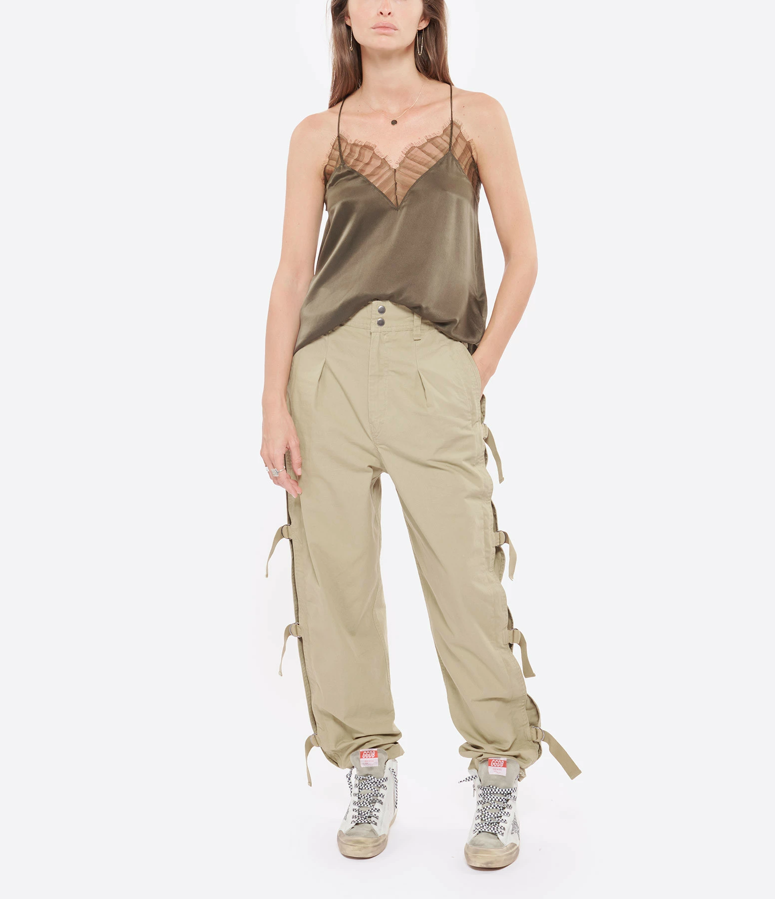 Golden Goose Baskets Francy Glitter Cuir Blanc Taupe 8 Golden Goose Baskets Francy Glitter Cuir Blanc Taupe – Image 6