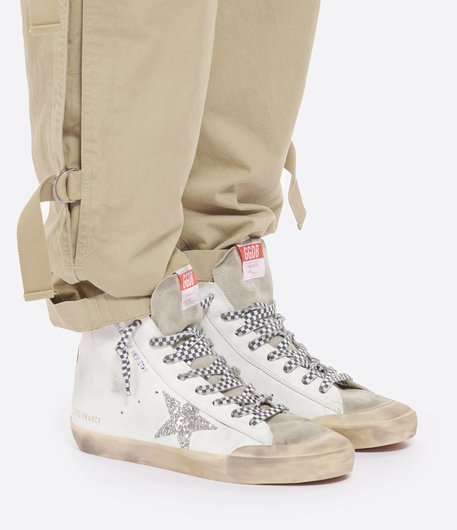 Golden Goose Baskets Francy Glitter Cuir Blanc Taupe 7 Golden Goose Baskets Francy Glitter Cuir Blanc Taupe – Image 5