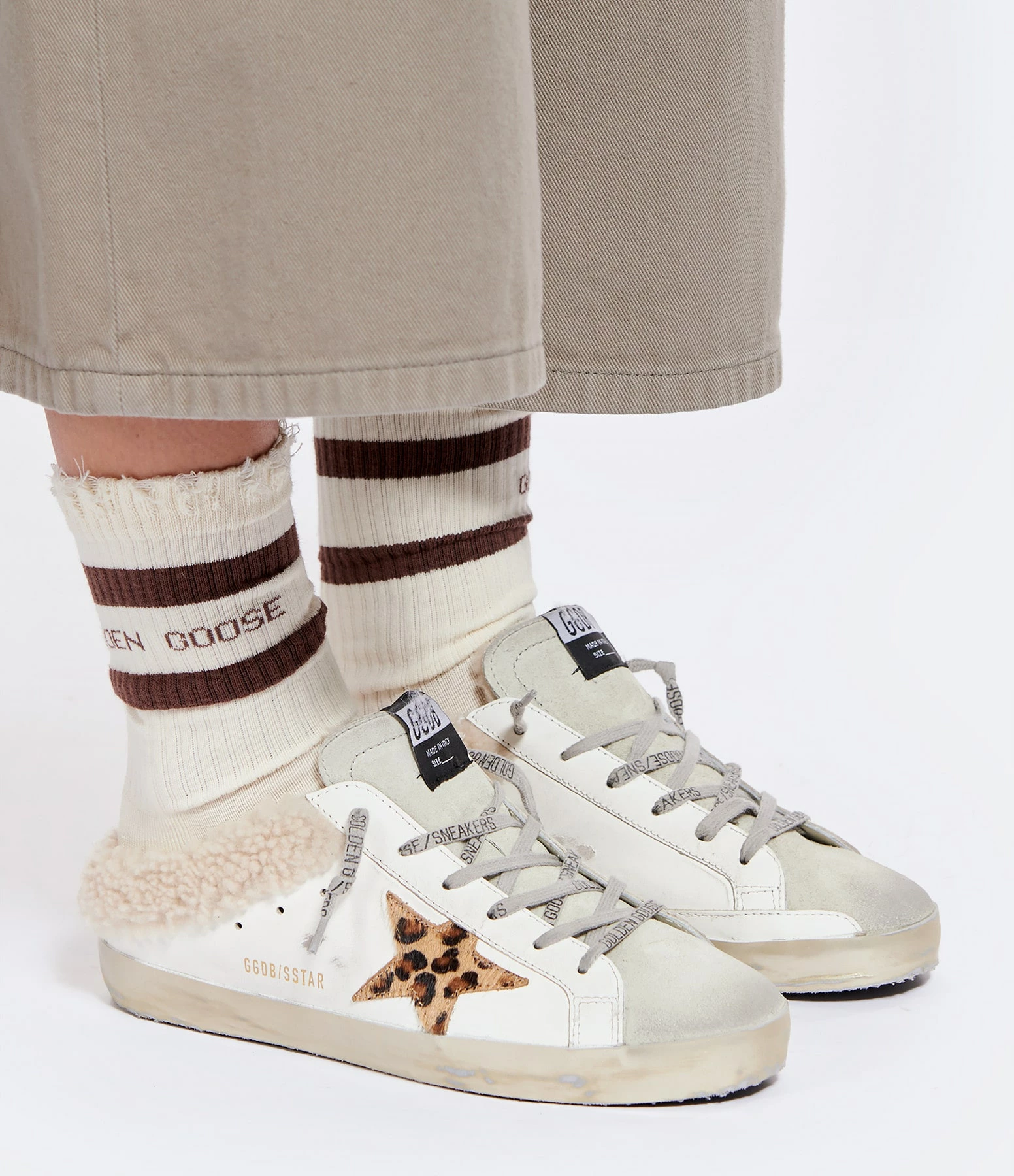 Golden Goose Baskets Superstar Sabot Cuir Blanc Léopard 7 Golden Goose Baskets Superstar Sabot Cuir Blanc Léopard – Image 5