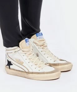 Golden Goose Baskets Slide Cuir Blanc Noir -Golden Goose-boutique golde look20220706 233