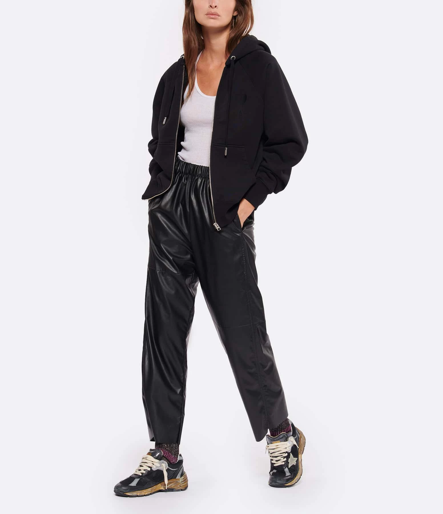 Golden Goose Baskets Running Dad Cuir Noir Argenté 8 Golden Goose Baskets Running Dad Cuir Noir Argenté – Image 6