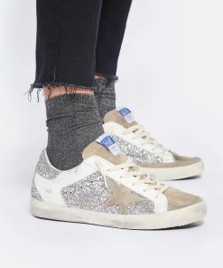 Golden Goose Baskets Superstar Cuir Glitter Argenté -Golden Goose-boutique golde look20221102 337