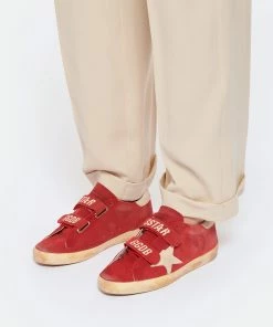 Golden Goose Baskets Old School Cuir Rouge Beige -Golden Goose-boutique golde look20230104 130