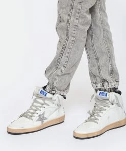 Golden Goose Baskets Sky Star Sérigraphie Cuir Blanc Glitter -Golden Goose-boutique golde look20230104 21