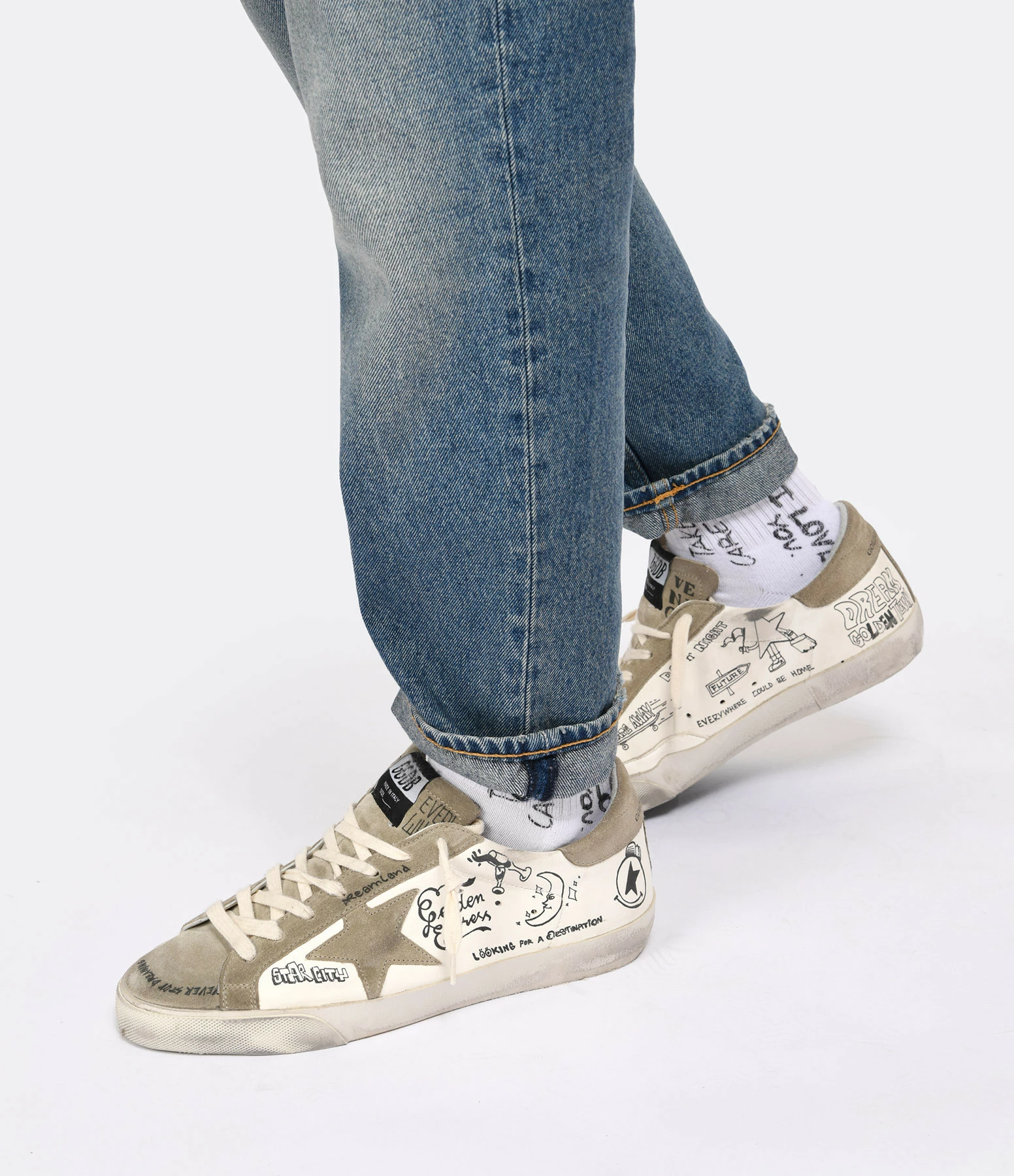Golden Goose Baskets Homme Superstar Sérigraphié Cuir Blanc Taupe 9 Golden Goose Baskets Homme Superstar Sérigraphié Cuir Blanc Taupe – Image 7