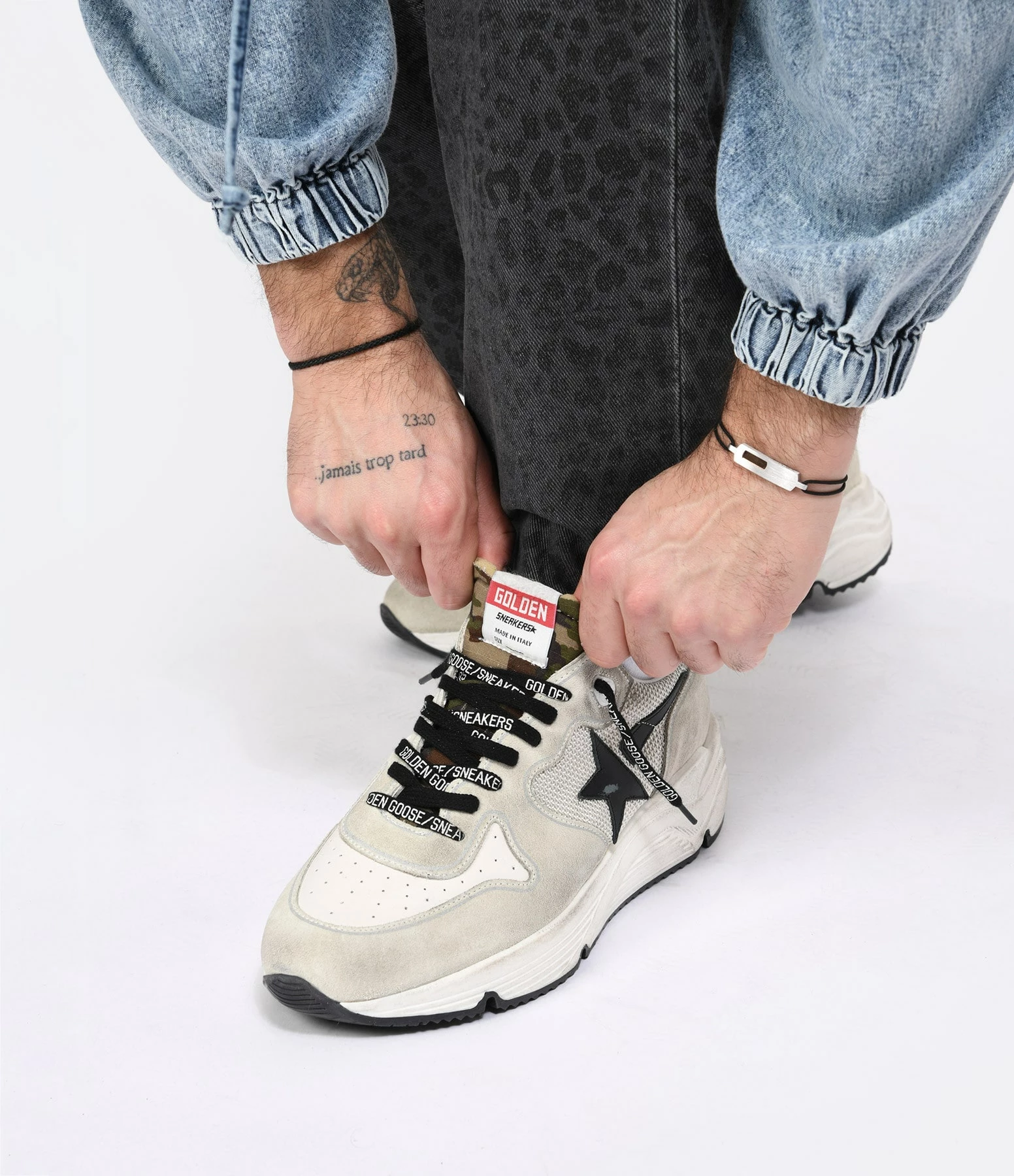 Golden Goose Baskets Homme Running Sole Gris Blanc 7 Golden Goose Baskets Homme Running Sole Gris Blanc – Image 5