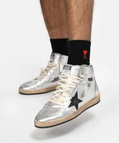 Golden Goose Baskets Homme Sky Star Cuir Argenté Noir -Golden Goose-boutique golde look20230116 339