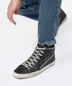 Golden Goose Baskets Homme Slide Classic Cuir Clous Noir -Golden Goose-boutique golde look20230116 395