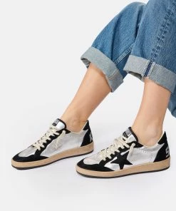 Golden Goose Baskets Ball Star Cuir Argenté Noir -Golden Goose-boutique golde look20230126 454