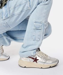 Golden Goose Baskets Running Cuir Argenté Bordeaux -Golden Goose-boutique golde look20230126 540