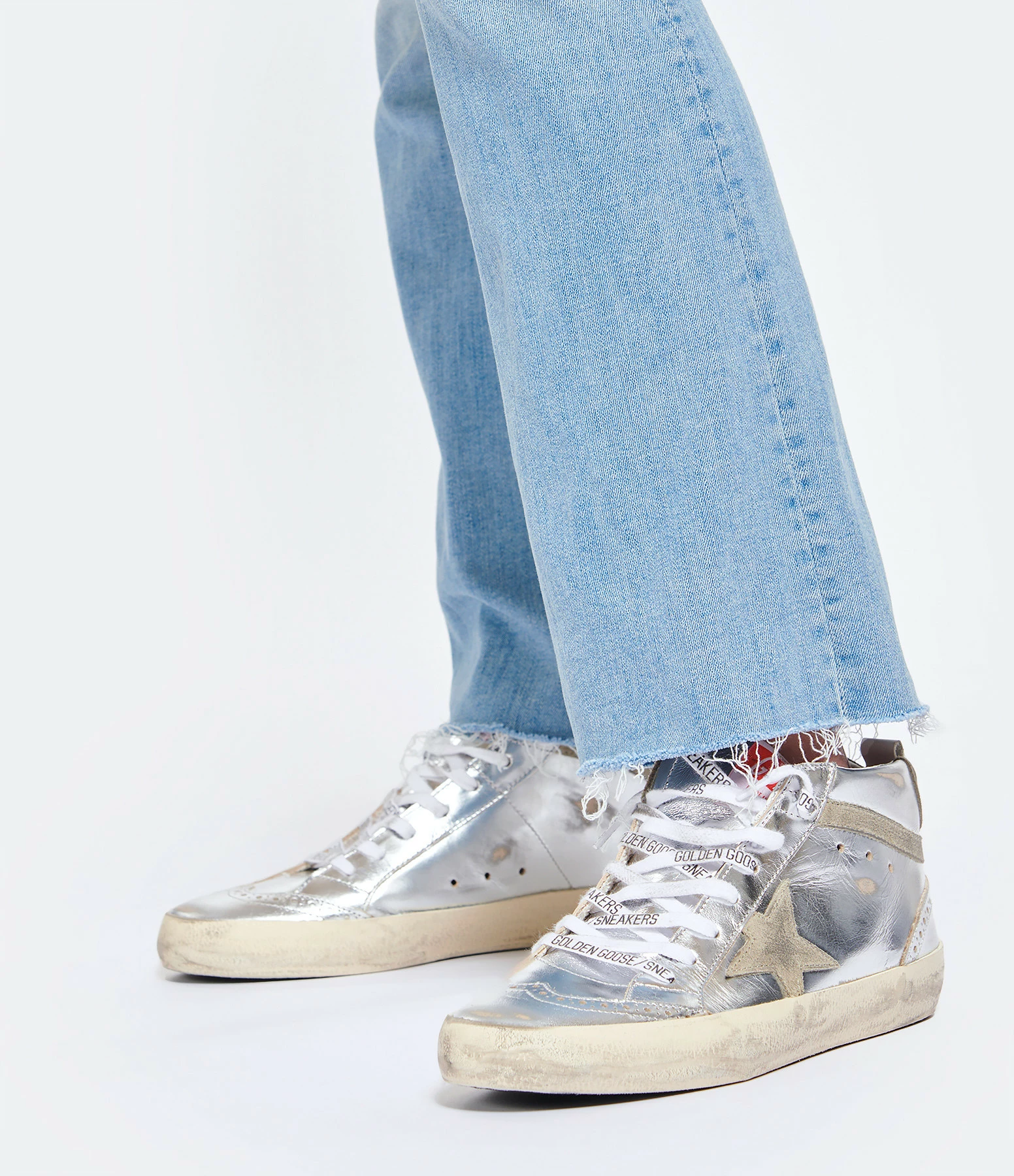 Golden Goose Baskets Mid Star Cuir Argenté 7 Golden Goose Baskets Mid Star Cuir Argenté – Image 5